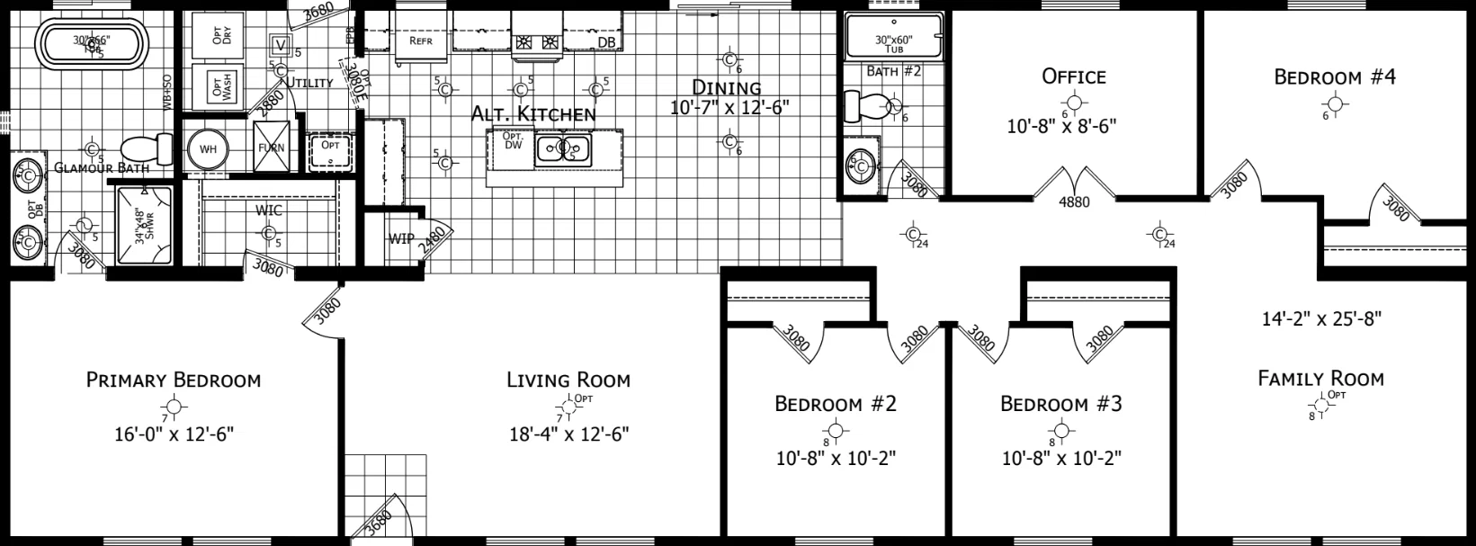 Noble 2872h12-4br floor plan home features